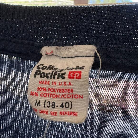 Vintage Paper Thin Worn Burnout T-Shirt Size S 1970s Blue Single Stitch WIP NCAA - Picture 3 of 6